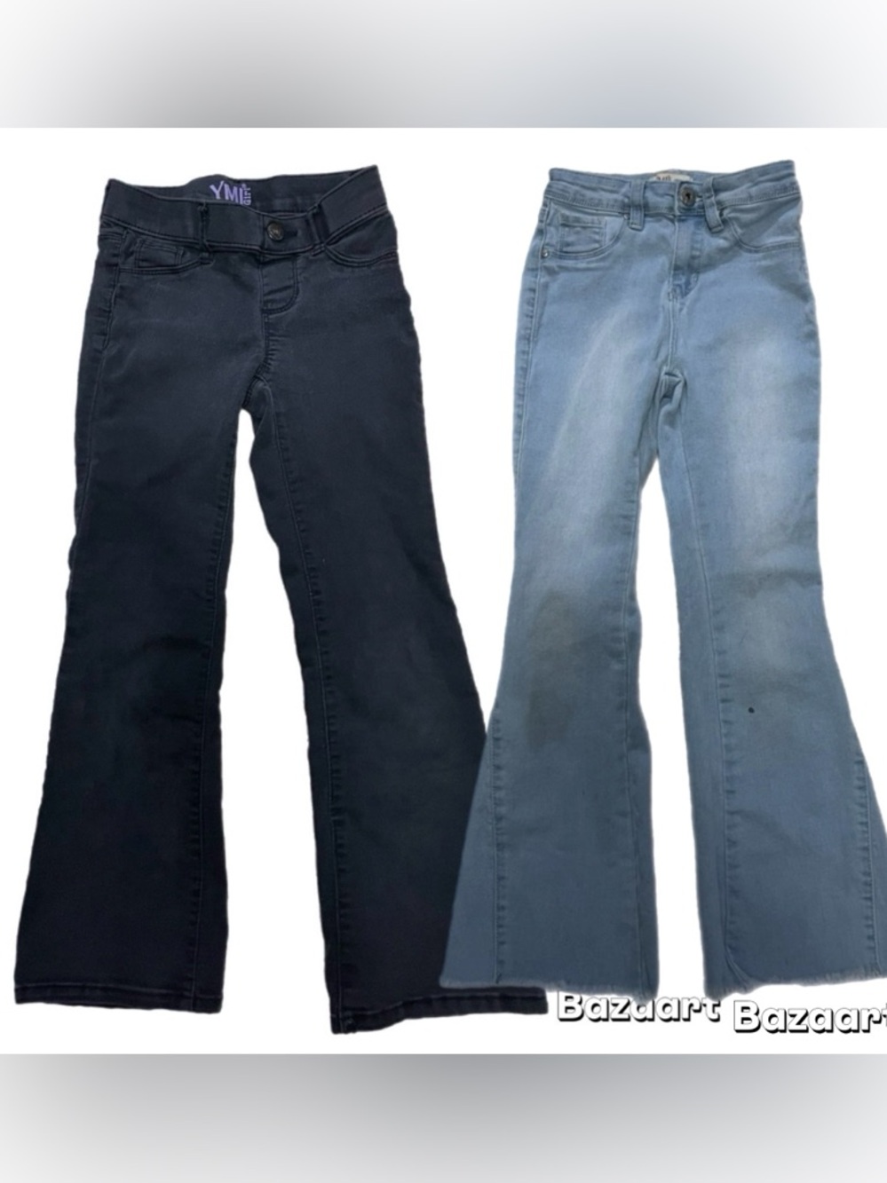 2 Pair Sz 7 Girls Ymi Black Stretch Flare Leg Jeans